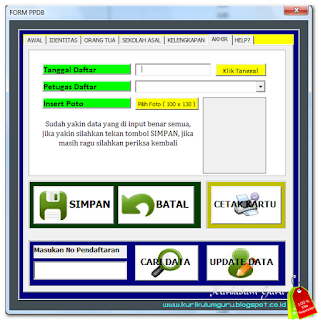 Aplikasi PPDB Microsoft Excel SD/MI, SMP/MTs,SMA/SMK/MA