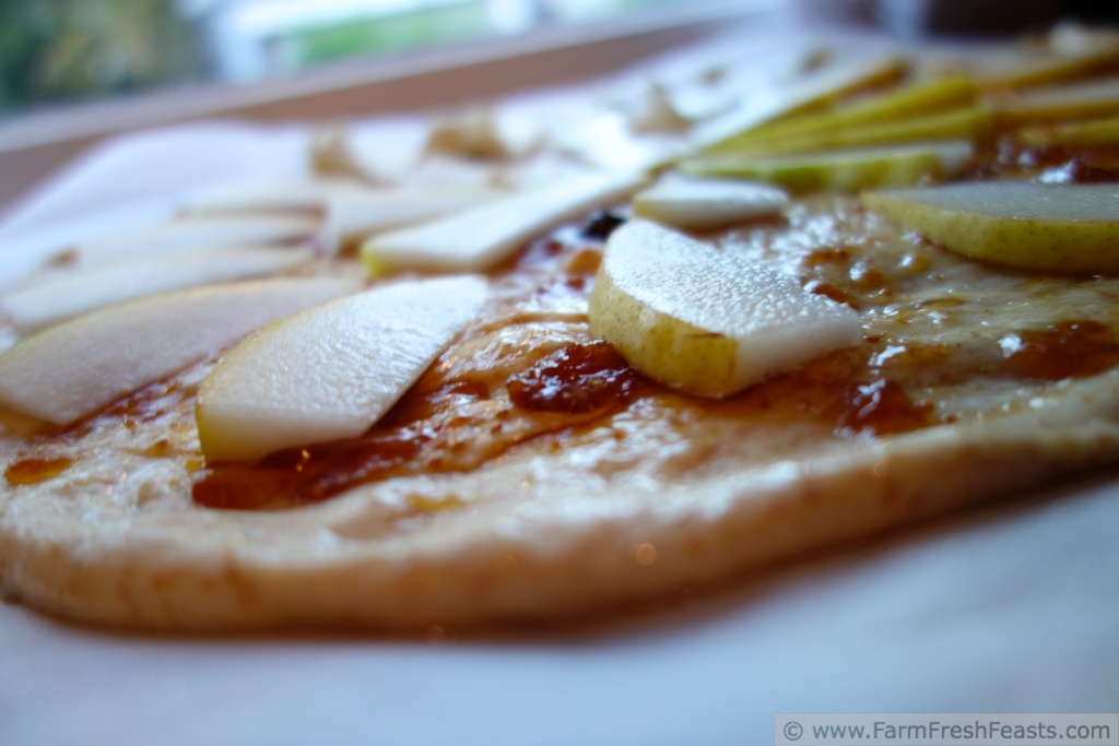 Farm Fresh Feasts Fresh Pear, Fig Jam, and Goat Cheese Pizza (Pizza