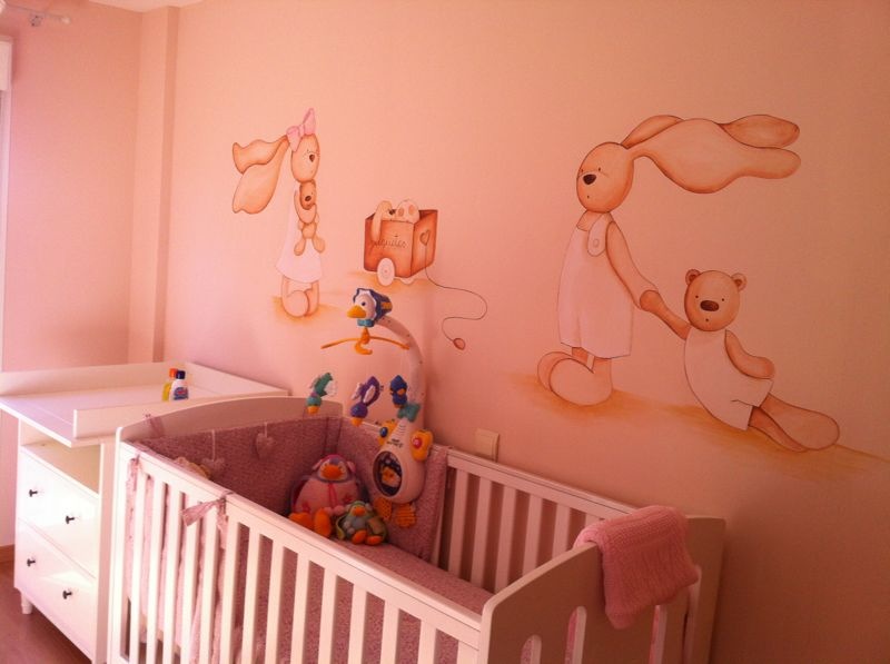 decopared: Murales infantiles de conejitos y ratoncitos para la