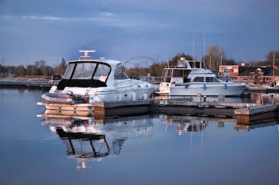 cabin cruisers in the early dawn at the Port of Orillia