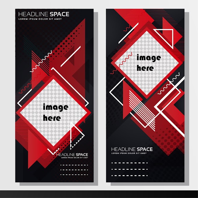 Business poster template modern dark flat geometric decor Free vector