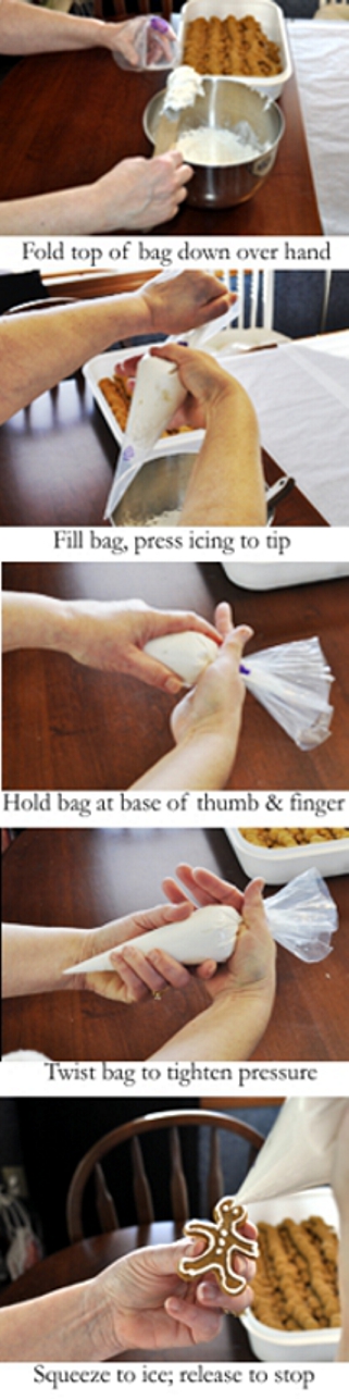 icing bag, using an icing bag, cookie decorating