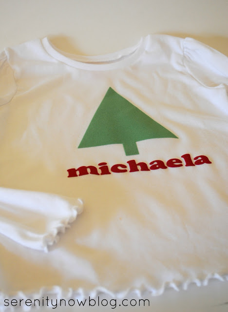 Making an Embellished Christmas Shirt with Silhouette Heat Transfer, from Serenity Now