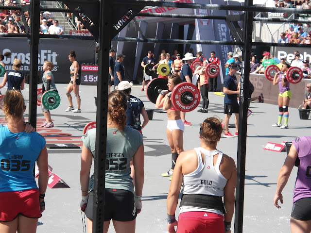 Image of female competitors powerlifting during the 2012 CrossFit Games