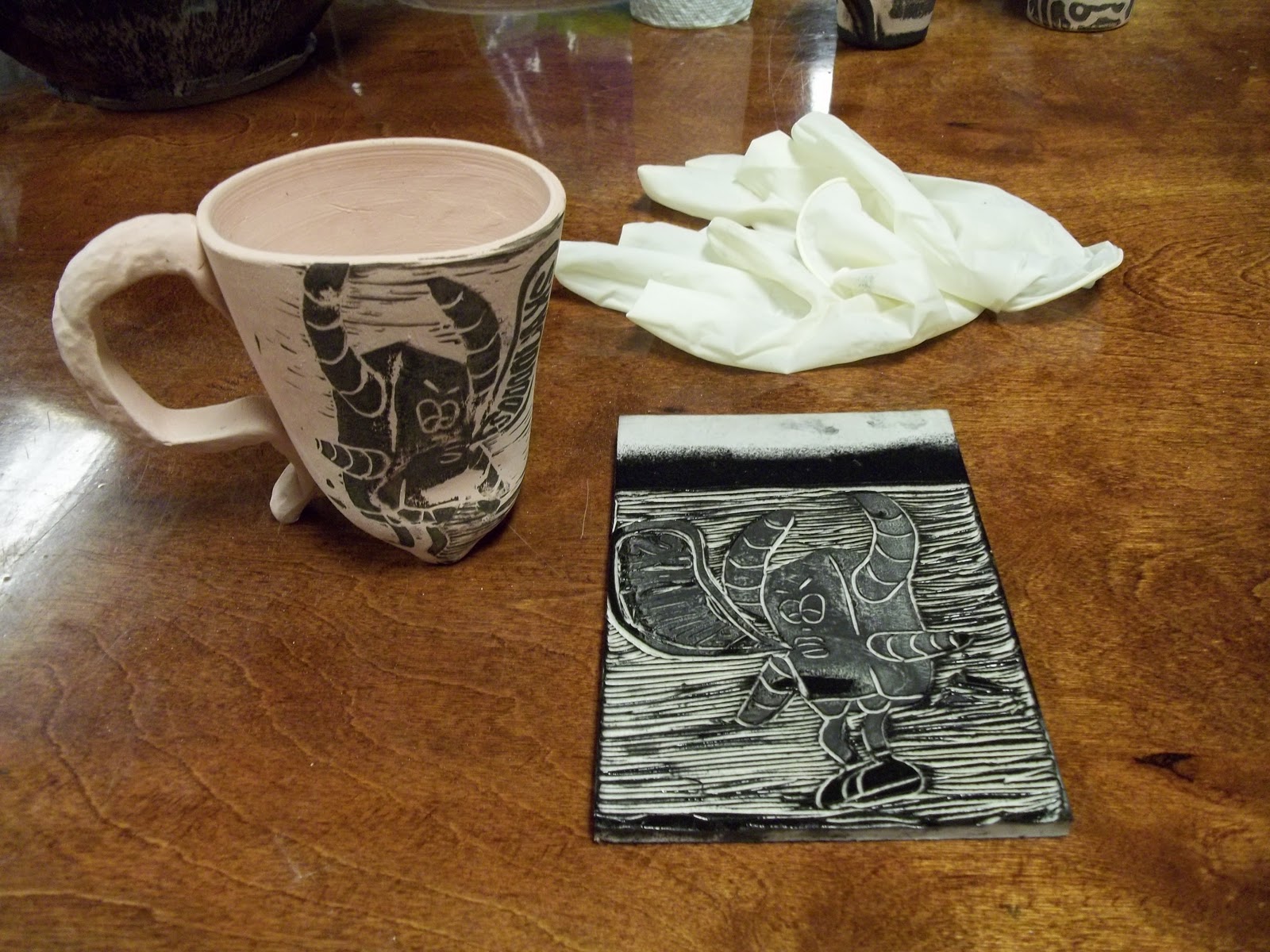 Mudd Culture A photojournal of Ceramic Process and Design Lino Cuts Image Printing on Ceramics