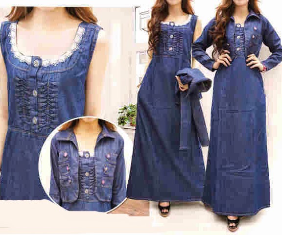 Gamis Jeans  Set Blazer ZK 141206 Pakaian Wanita