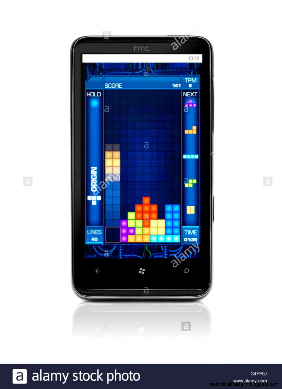 Windows 7 Phone Htc Hd7 Smartphone With Tetris Game On Its