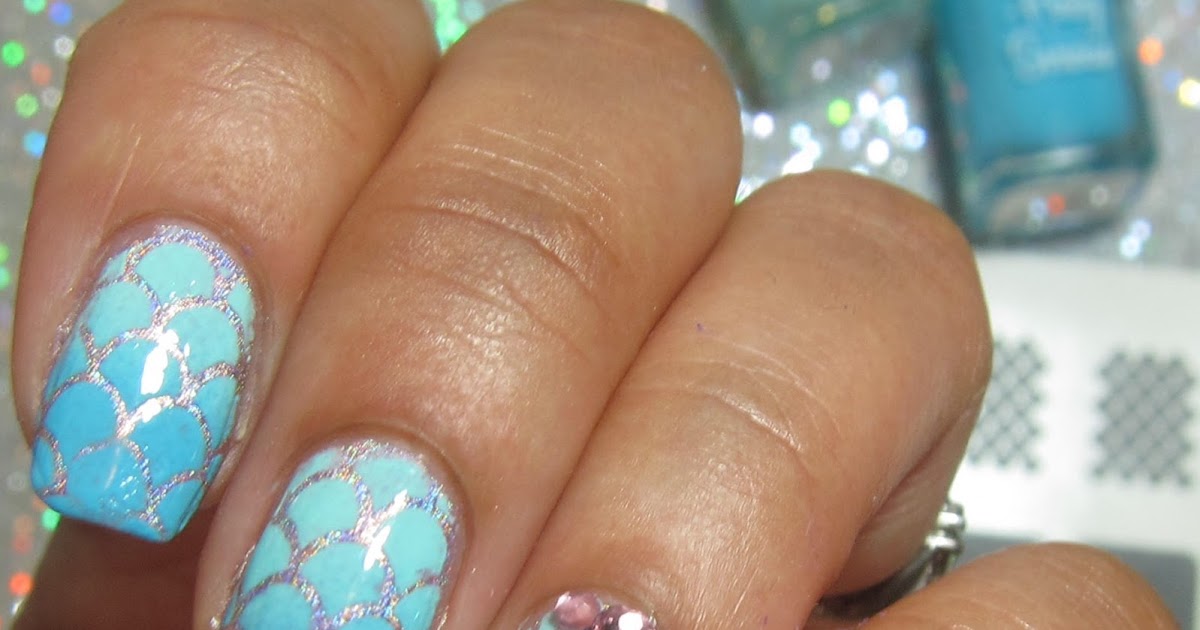 3. Pink and Blue Mermaid Scale Nails - wide 3