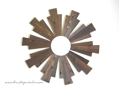 Sunburst Mirror -Ballard Designs Knock off made from Cedar planks only for $11!