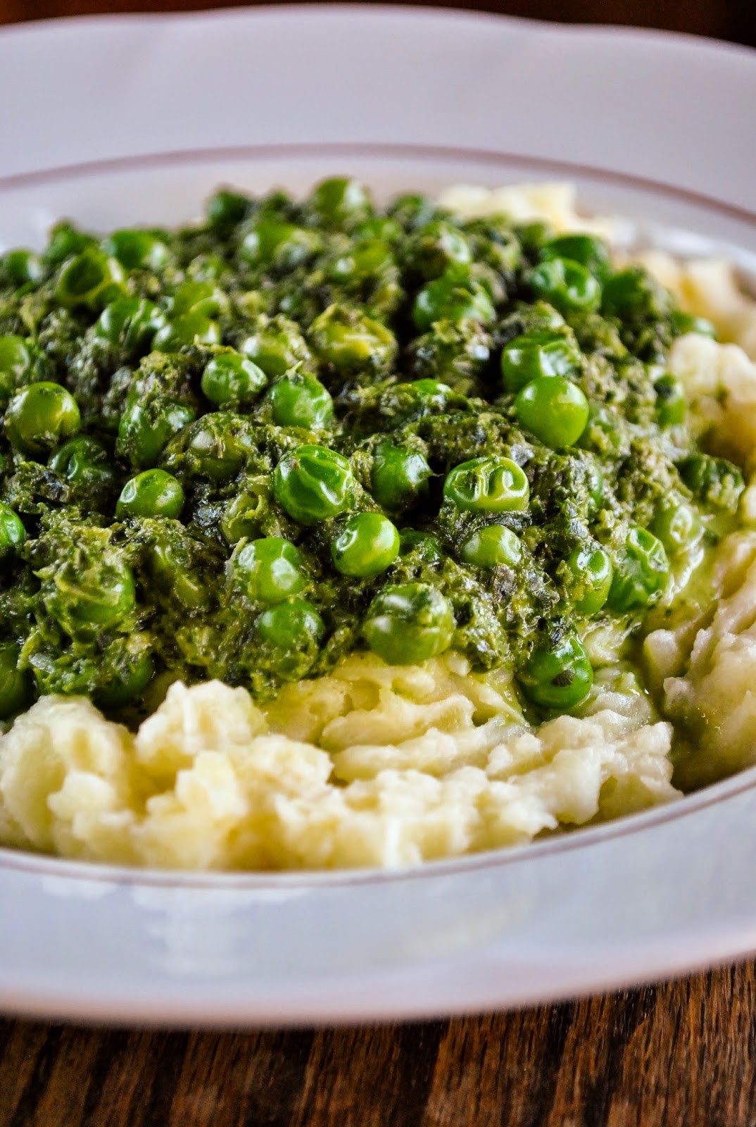Mashed potatoes with creamed spinach and peas VeganSandra