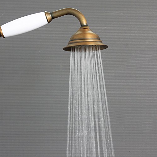 Traditional Style Antique Brass Finish and Porcelain Hand Rain Shower
