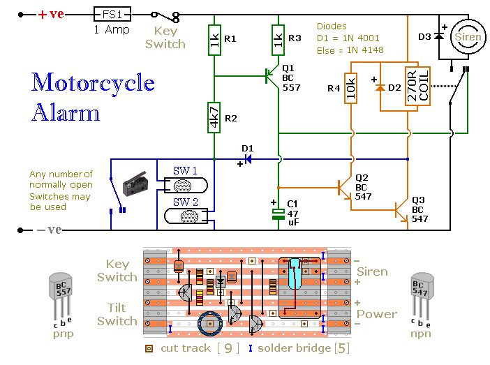Motorcycle Alarm Circuit Diagram | Super Circuit Diagram
