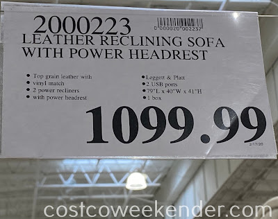 Deal for the Leather Power Reclining Sofa with Power Headrests at Costco