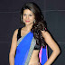 Beautiful Bengali Girl Shraddha Das Hip Show In Sleeveless Transparent Blue Saree