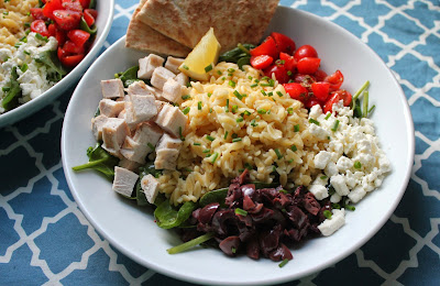 Greek chicken and orzo bowls