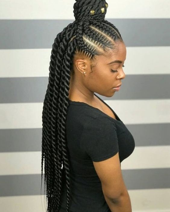 31 Beautiful Lemonade Braids Ponytails For Black Women To Copy In