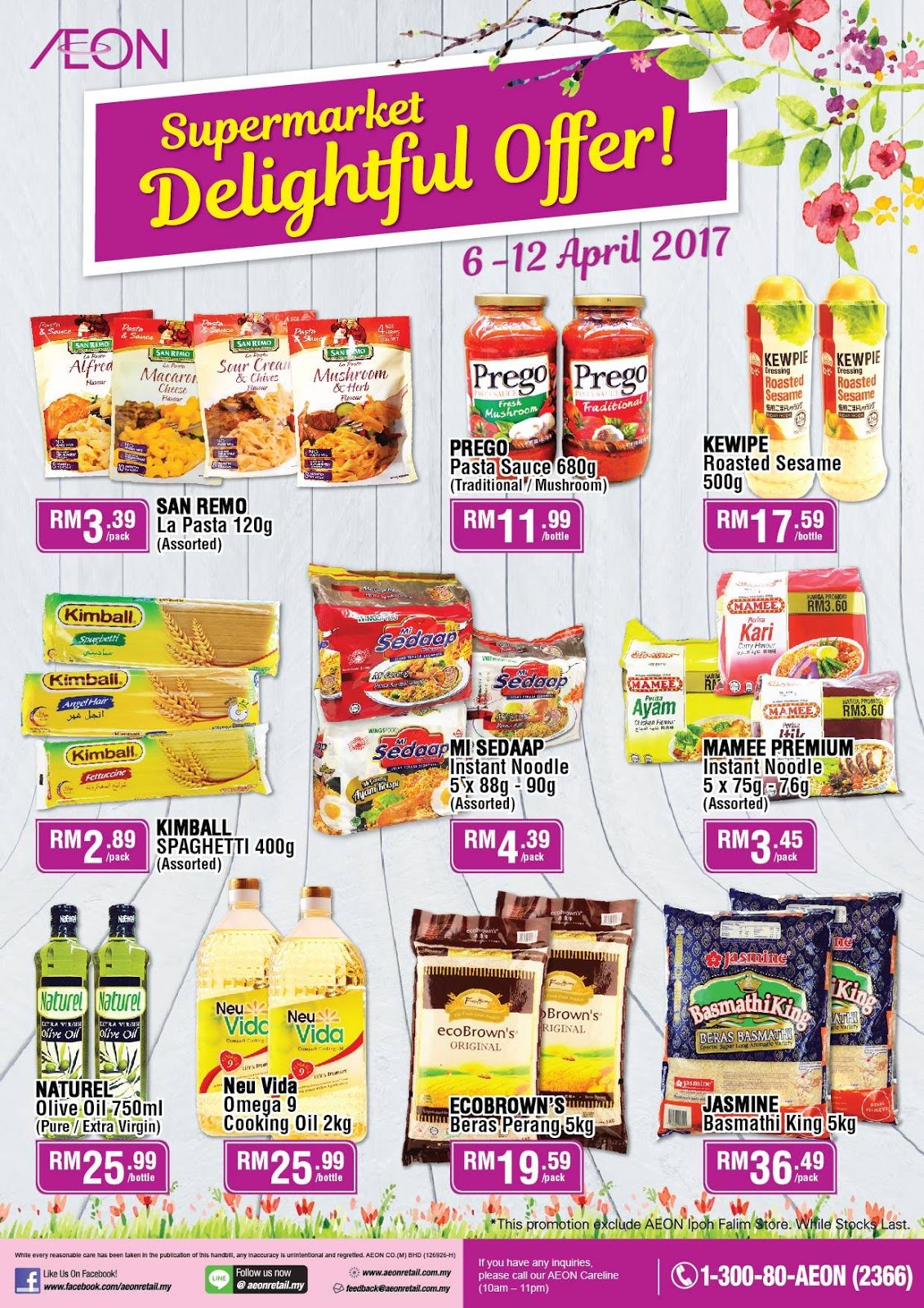 AEON Supermarket Offer: San Remo La Pasta RM3.39/Pack, Prego Pasta Sauce  RM11.99/Bottle & Other Discounts Until 12 April 2017 - Harga Runtuh -  Durian Runtuh