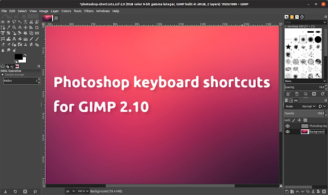 GIMP Image editor Photoshop shortcuts
