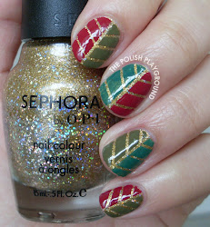 nail leaf autumn glittery tape effect stripping