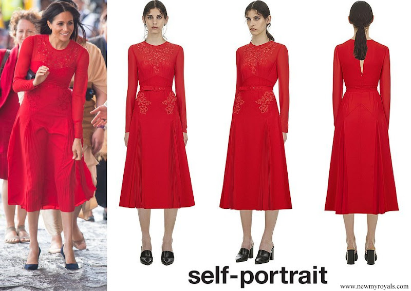 self portrait red embroidered maxi dress