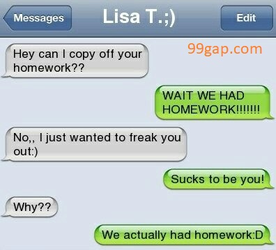 Away funny homework message picture