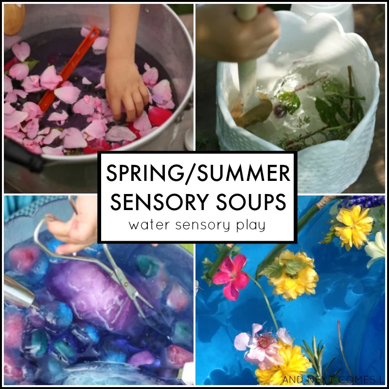Spring/Summer water sensory soup ideas for toddlers and preschoolers from And Next Comes L