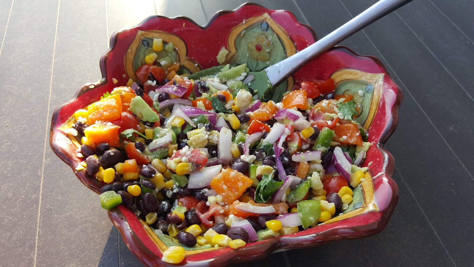 Something Yummy for your Tummy!! Roasted Corn, Black Bean, and Feta Salad
