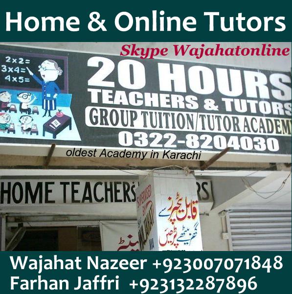 Private home tutors are offering online jobs for teaching in karachi