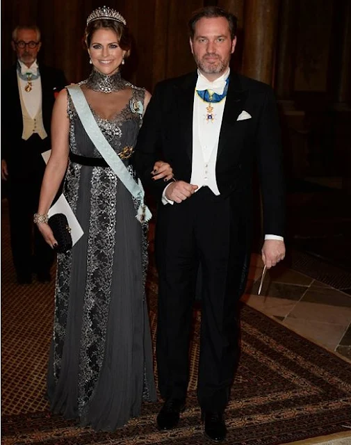 Crown Princess Victoria and Prince Daniel, Prince Carl Philip and Princess Sofia, Princess Madeleine and Christopher O'Neill attend the Royal dinner held in honor of the 2015 Nobel prize winners