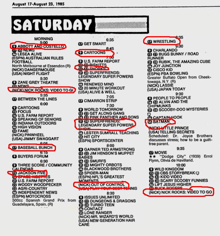 bunchojunk Saturday Morning TV 8/17/1985