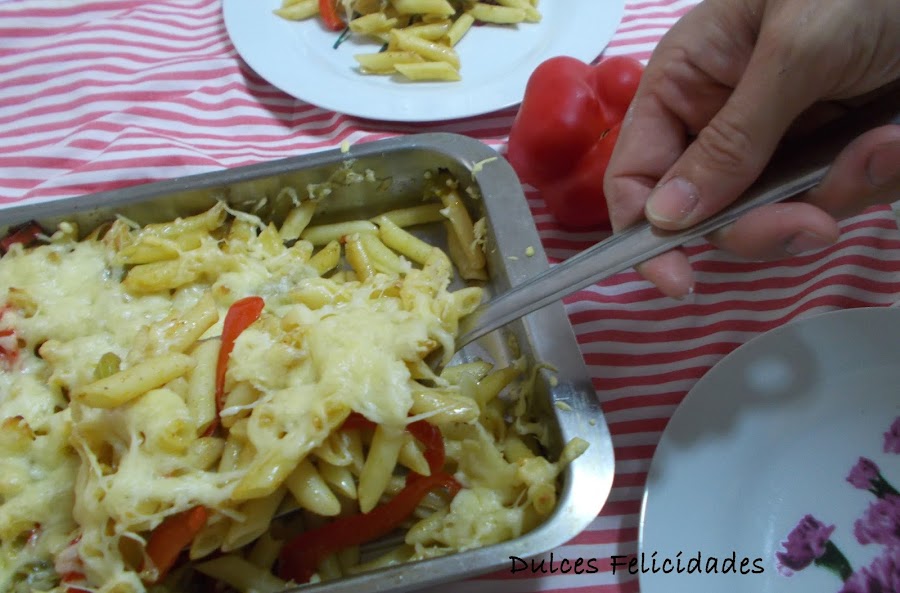 Macarrones con pimientos