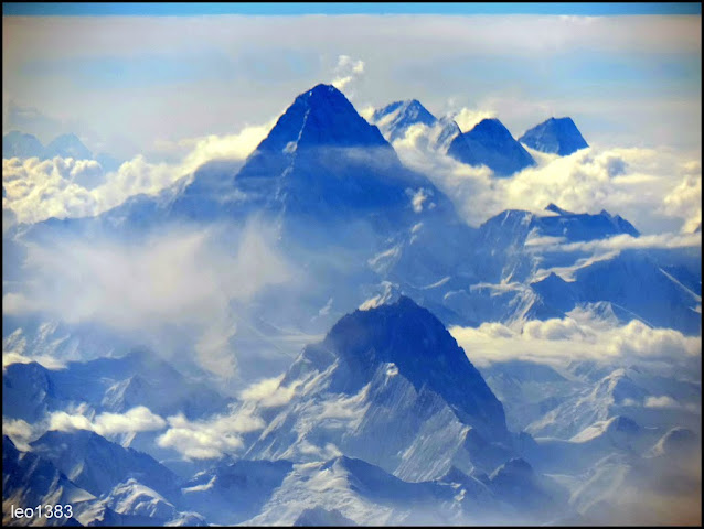 View of K2 from plane, View off K2 from China, View of K2 during cloudy season
