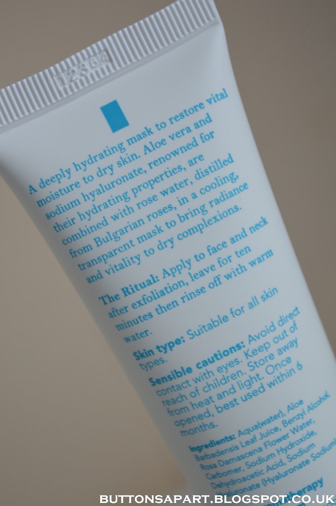 Buttons Apart aromatherapy associates rose hydrating face mask review