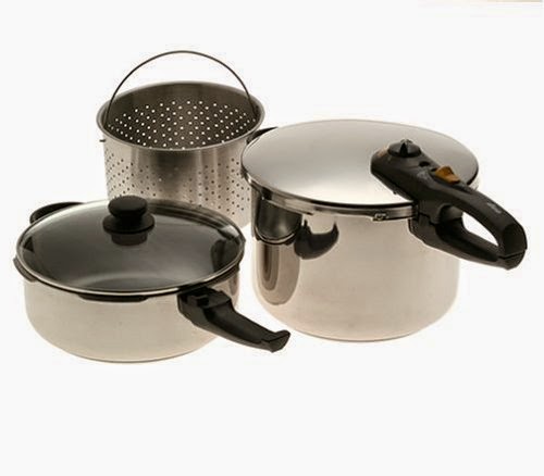 Fagor Duo Combi 5-Piece Pressure Cooker Set, review, 4 quart and 8 quart pressure cookers with dual lids, 2 pressure settings, 8 psi or 15 psi