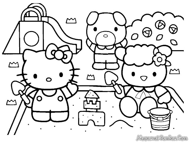 Gambar Mewarnai Hello Kitty | Mewarnai Gambar