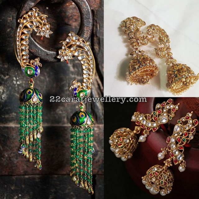Polki Kundan Ear Cuff Jhumkas Jewellery Designs