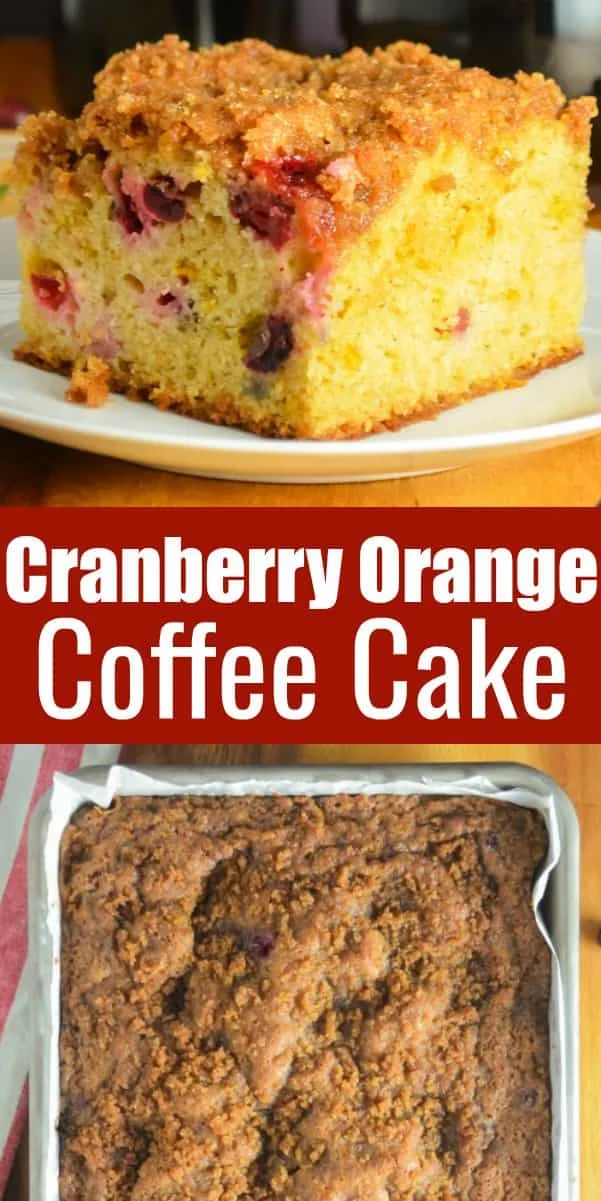 Cranberry Orange Coffee Cake with Brown Sugar Crumb is a favorite fall dessert. This Cranberry Cake recipe is a favorite for Thanksgiving and Christmas! It's also great for brunch. A delicious Christmas Cake recipe from Serena Bakes Simply From Scratch. 