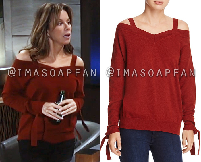 Alexis Davis, Nancy Lee Grahn, Red Cold Shoulder Sweater, Theory, General Hospital, GH
