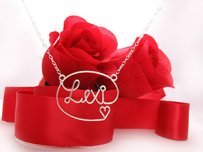 Necklace name Lexi in circle and the heart at the end