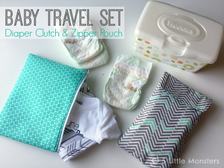 5 Little Monsters Baby Travel Set Diaper Clutch Zipper Pouch Diaper Clutch And Zipper Pouch