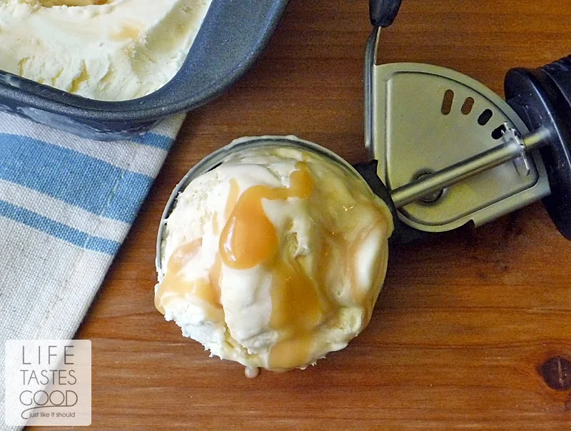 Salted Caramel Ice Cream | by Life Tastes Good Salted Caramel Ice Cream | by Life Tastes Good is a no churn ice cream you can make in about 5 minutes with just 3 ingredients! #IceCreamWeek #NoChurn