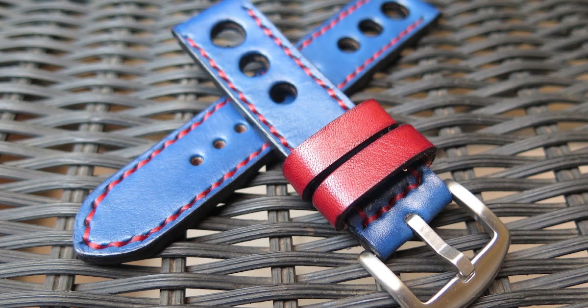 Tali Jam Tangan Custom Blue Rally GTR Handmade Leather Strap