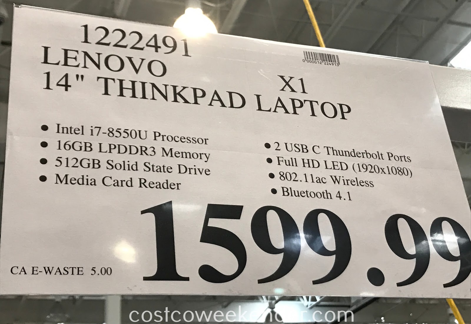 Lenovo ThinkPad X1 Carbon 14" Laptop Costco Weekender