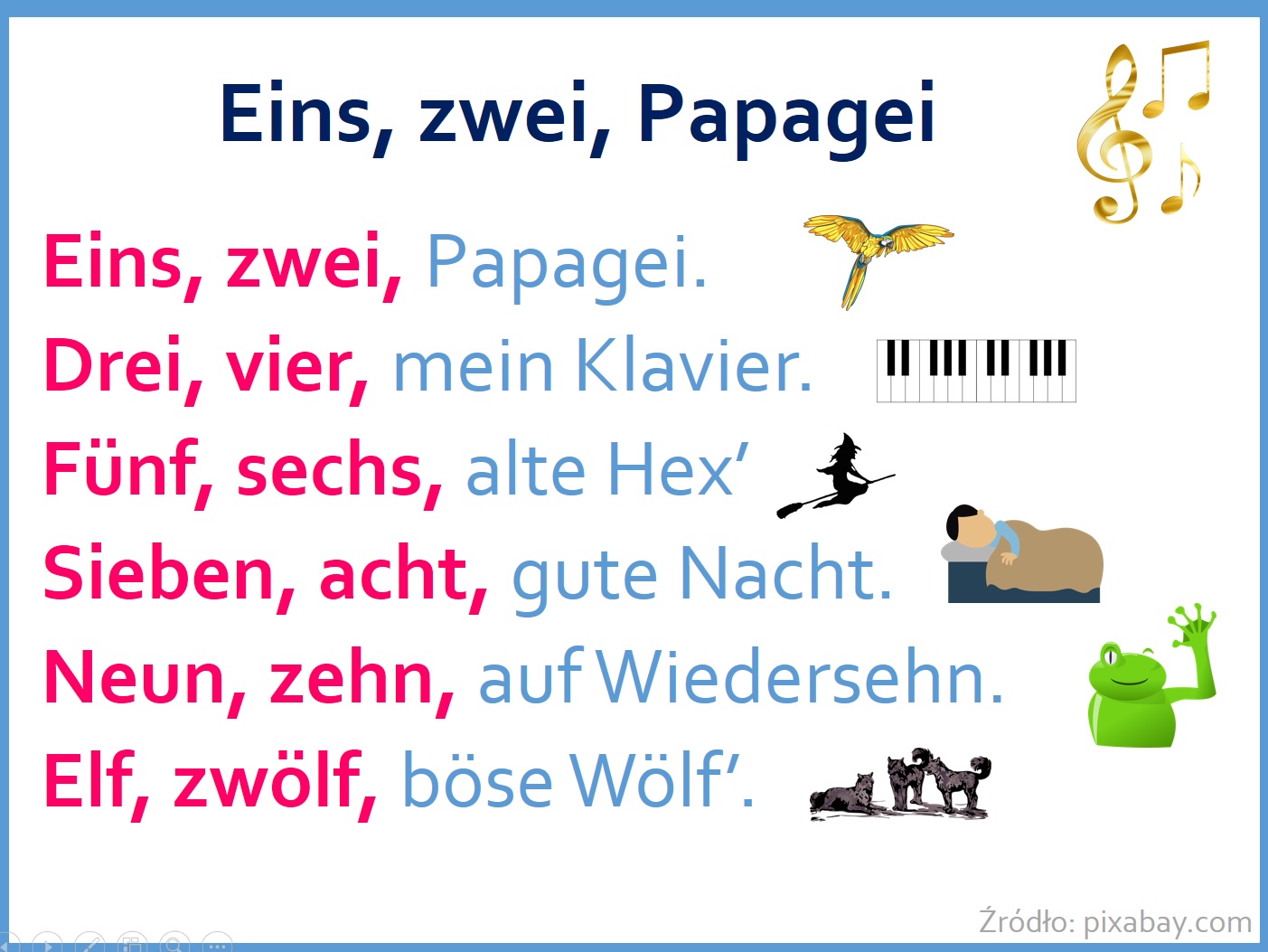 Napisz Wyliczanke Eins Zwei Ein Großes Ei Ich liebe Deutsch: Lekcja 5. Liczby na wesoło.
