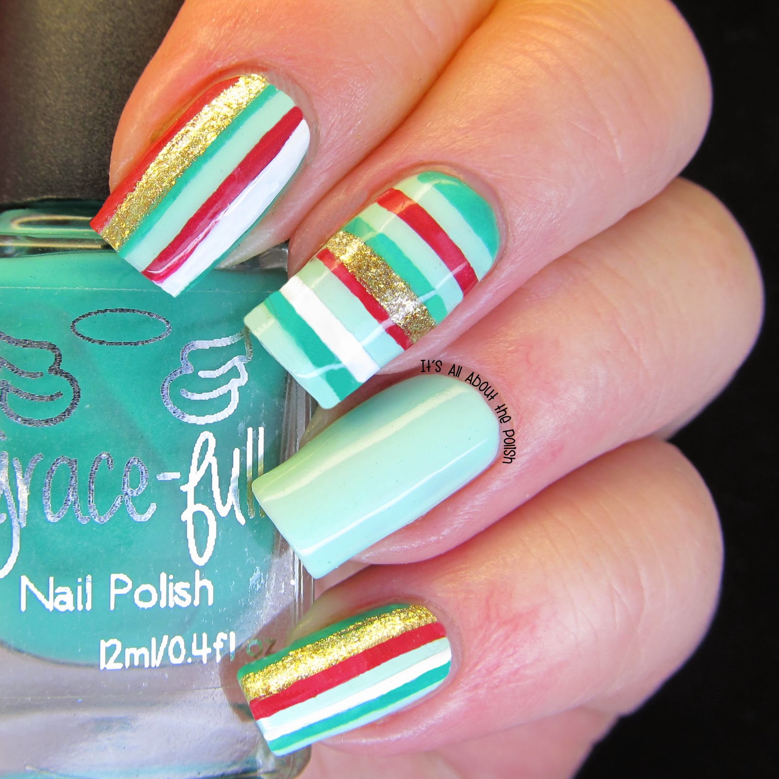 It's all about the polish: Christmas Stripes Nail Art