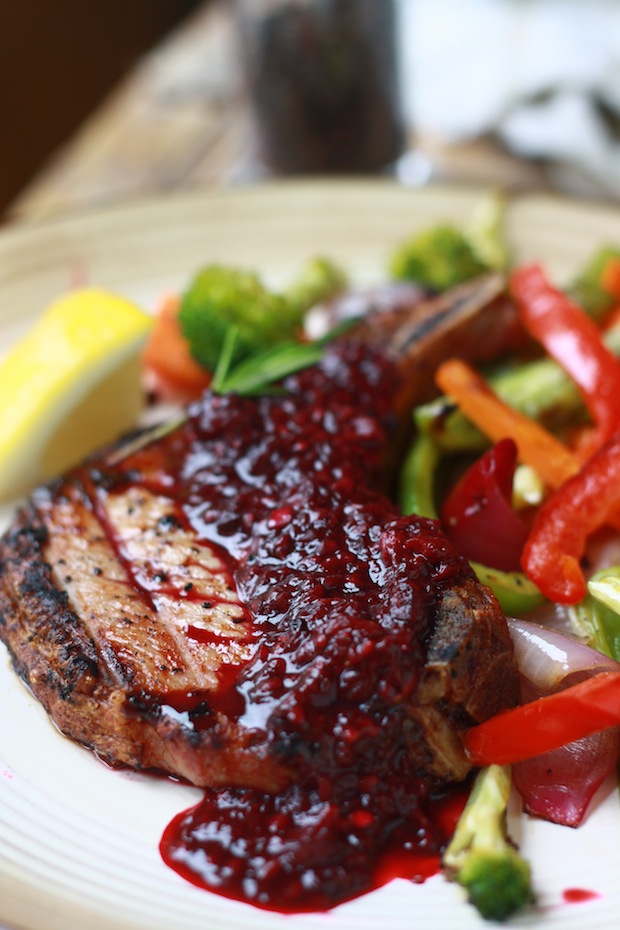 Grilled Pork Chops with Blackberry Ginger Sauce by SeasonWithSpice.com