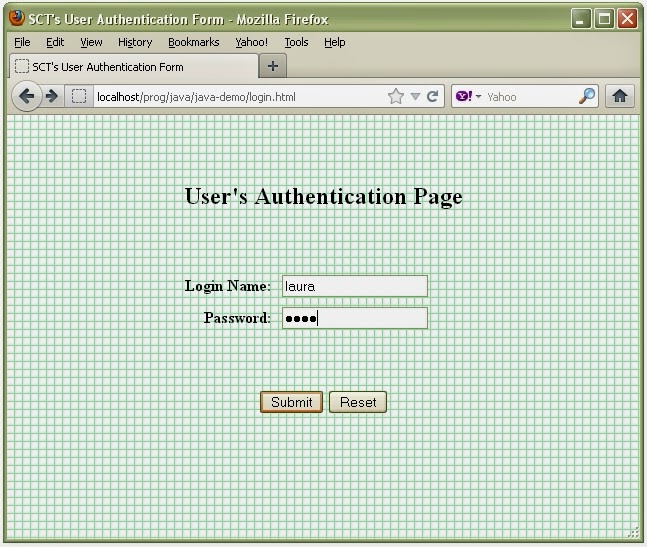 User Authentication Form Using Servlet