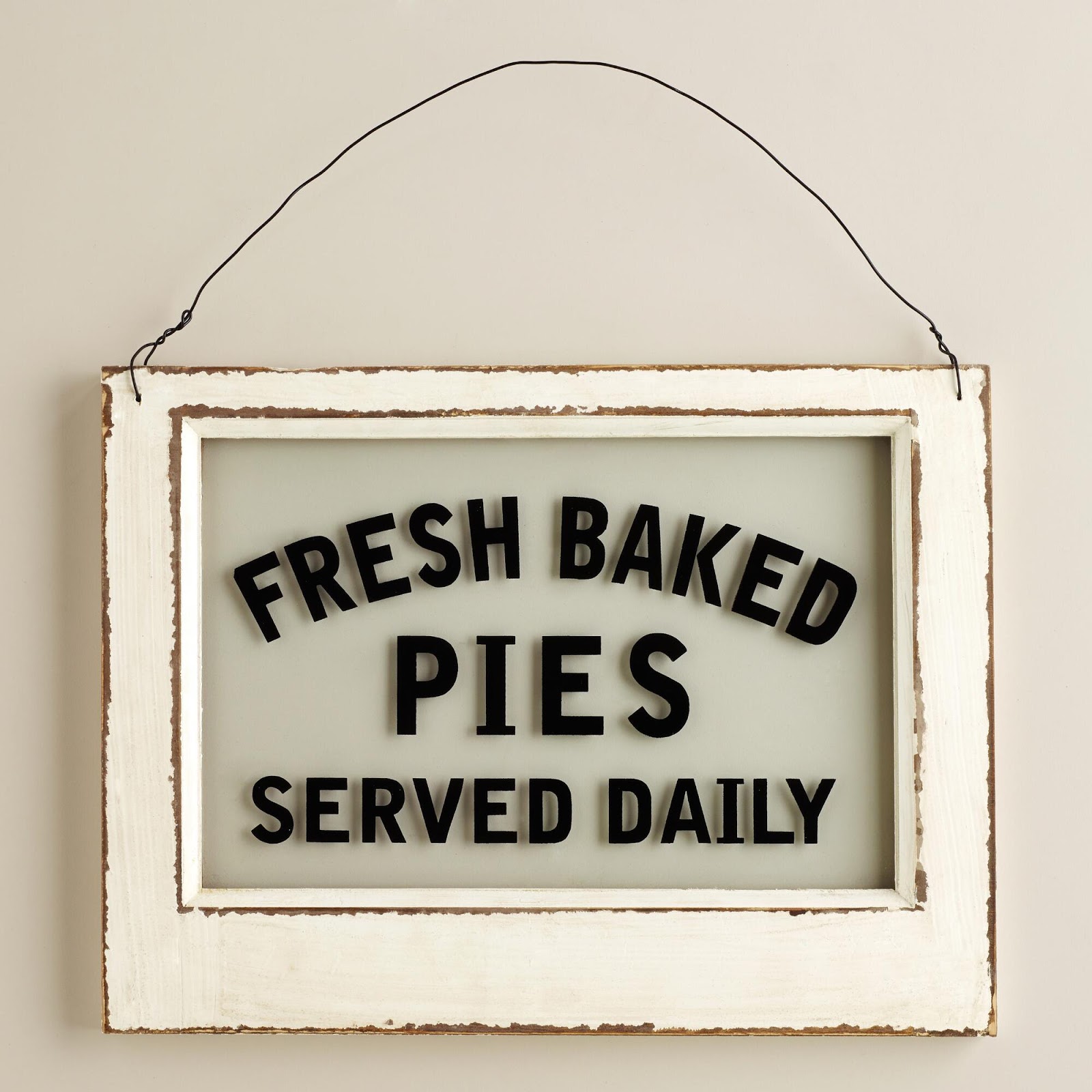 Daily service. Fresh pies served daily. baked pies served daily. pies sign. white sign marketing.