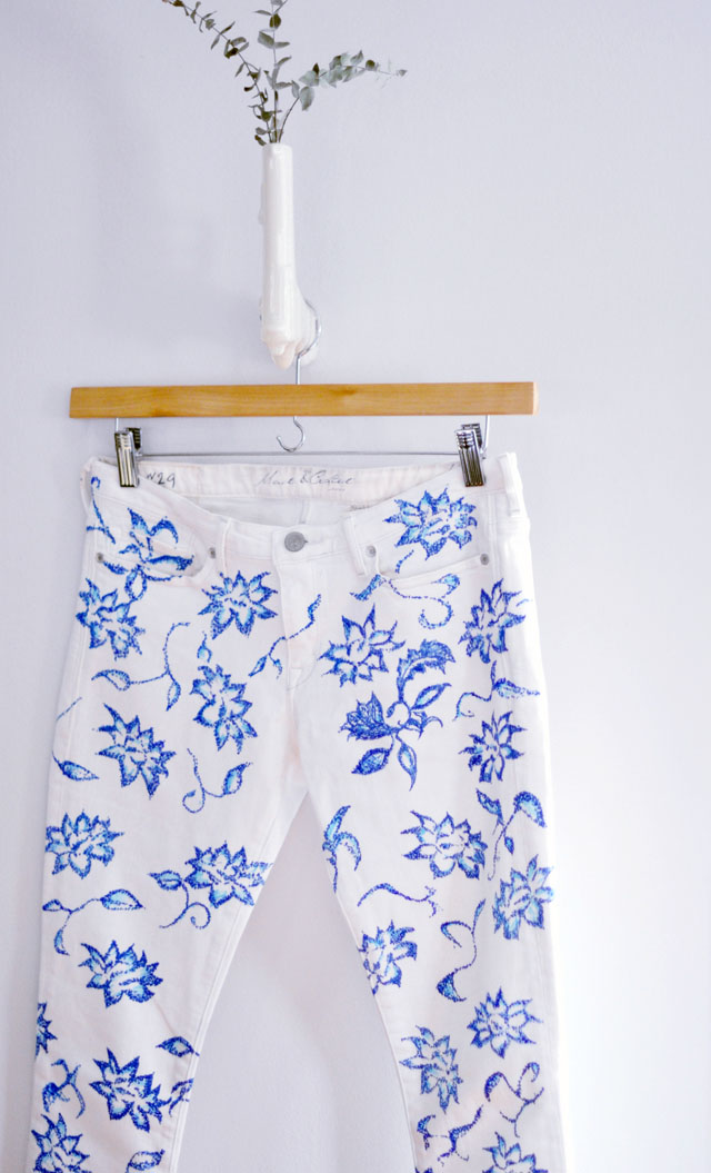 DIY floral print jeans