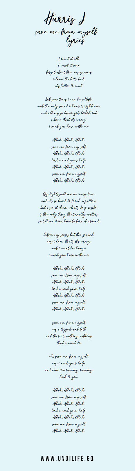 Harris J Save Me From Myself Lyrics + Pinable Lyrics | UNDI LIFE